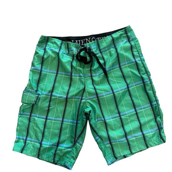 Bluenotes Swimwear Boardshorts Mens Size 32 Green 100% Polyester Drawstring - Picture 1 of 5